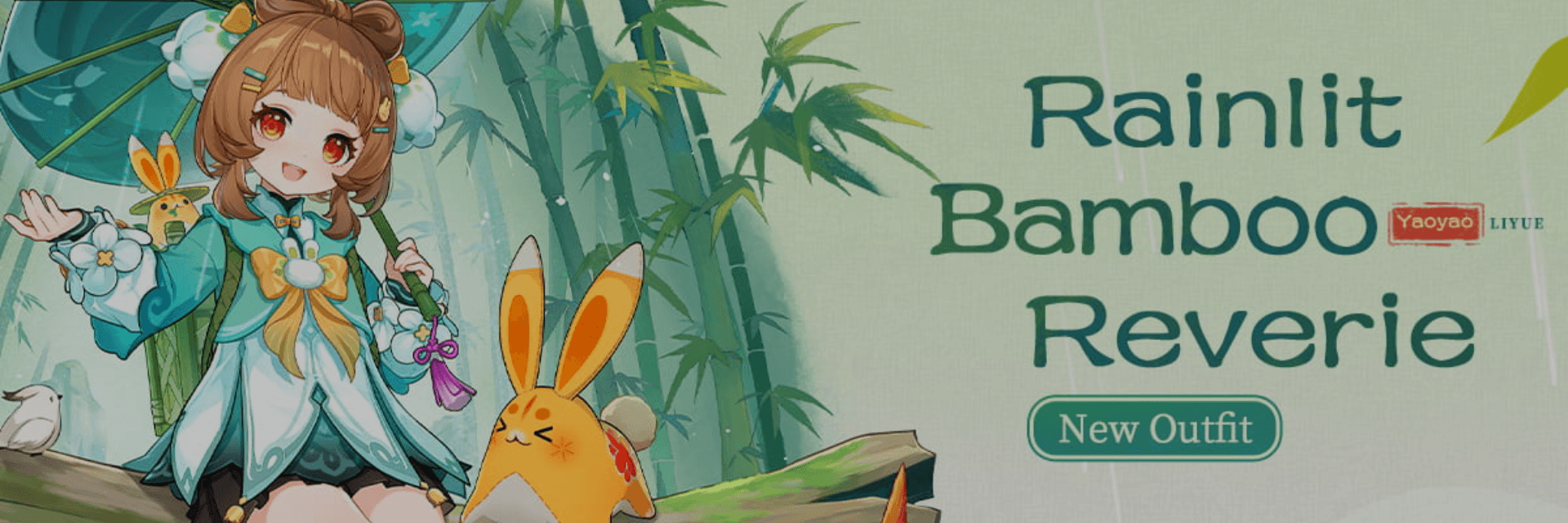 Yaoyao’s Rainlit Bamboo Reverie outfit debuts in Version Luna IV and can be obtained for free through the limited time Lantern Rite themed event