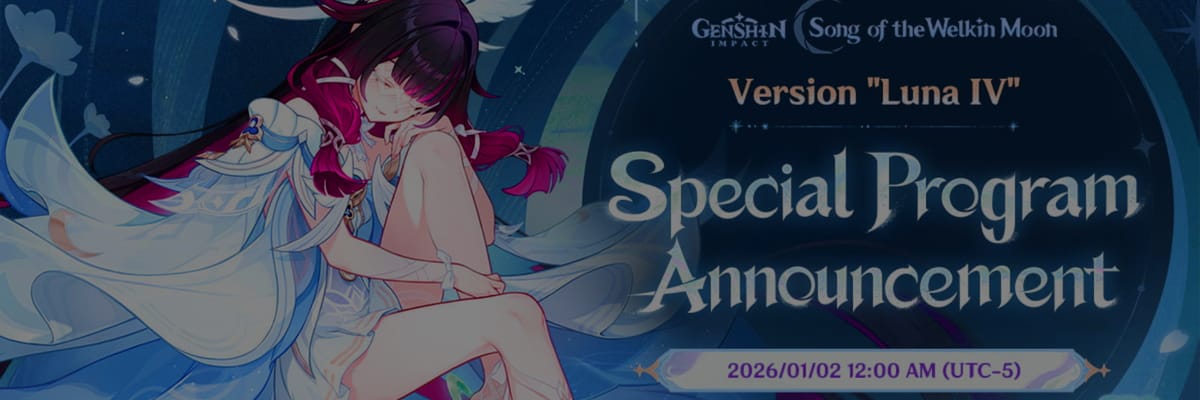 Genshin Impact Anuncia el Programa Especial “Luna IV” para el 2 de Enero de 2026 