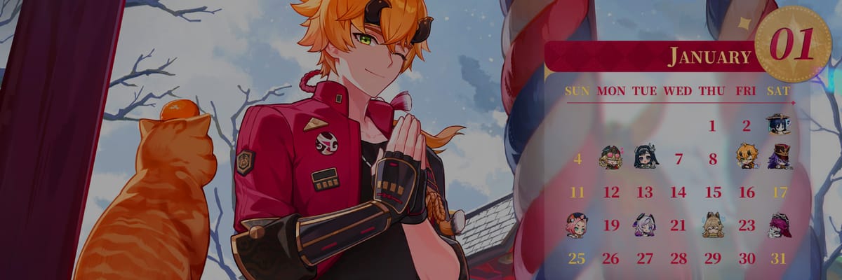 Genshin Impact January 2026 Calendar Wallpapers Released With Primogem Event