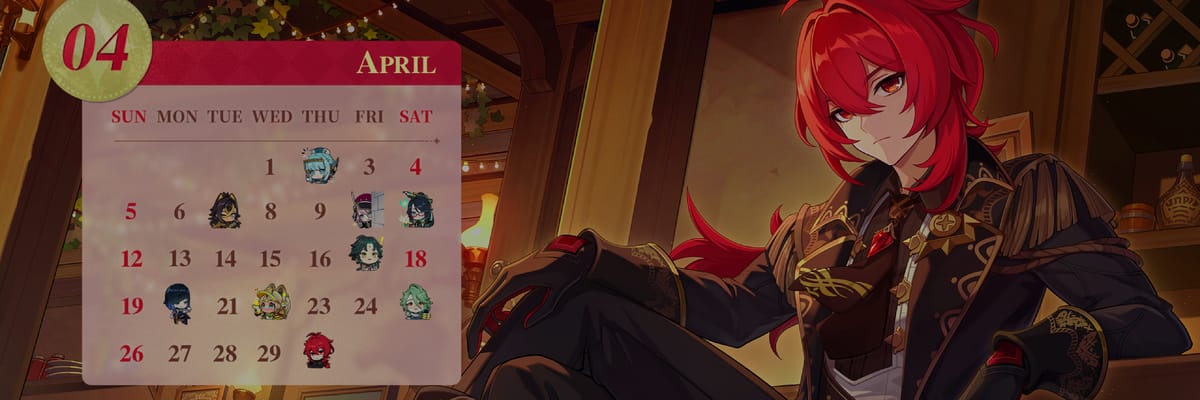Genshin Impact April 2026 Calendar Wallpapers Released With Primogem Giveaway Event