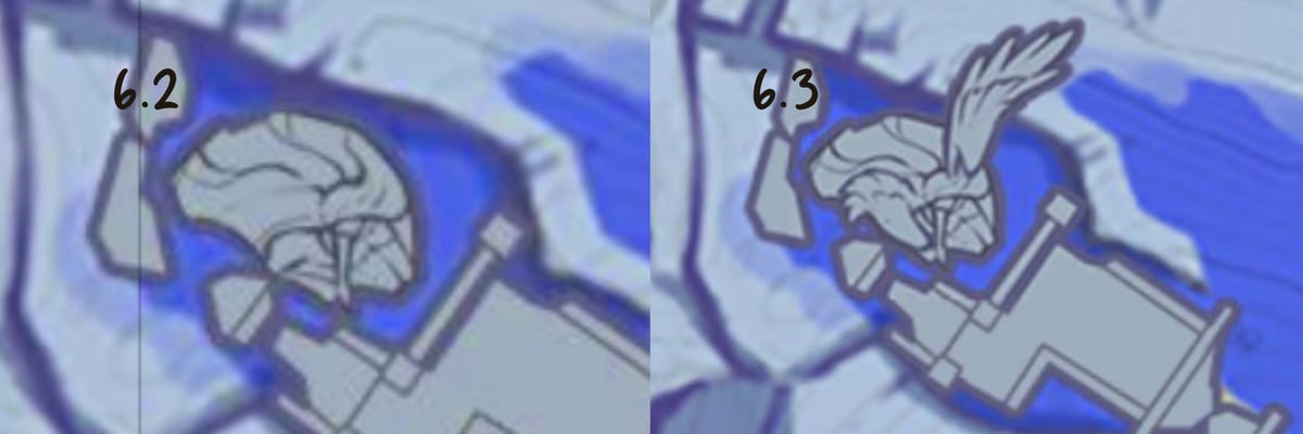 New Version 6.3 beta leaks reveal a before and after change to the Columbina statue, showing newly added wings on the map model, hinting at deeper narrative significance.