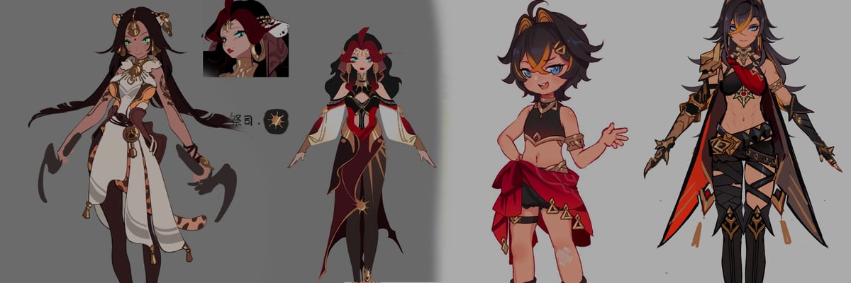 Official Dehya concept art thread showcases early designs, visual experimentation, and the creative process behind the Sumeru warrior