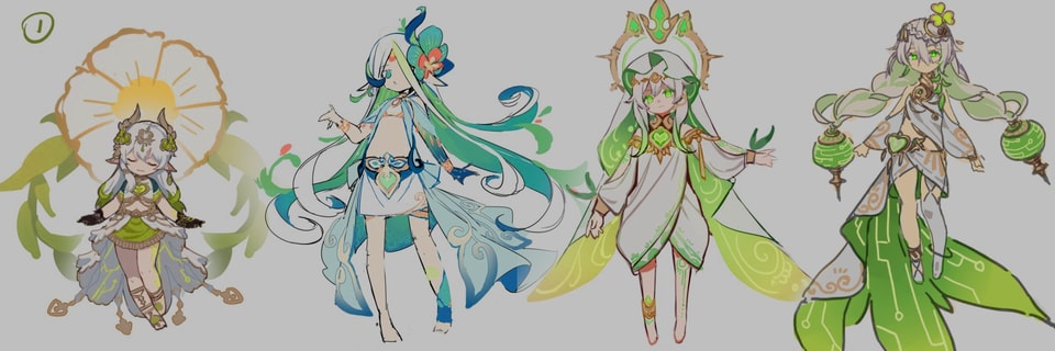 Genshin Impact Revela Artes Conceptuales de Nahida que Muestran el Desarrollo Creativo de la Arconte Dendro